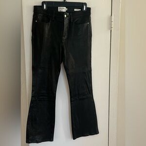 Frame Denim Black Leather Mini Boot Pants